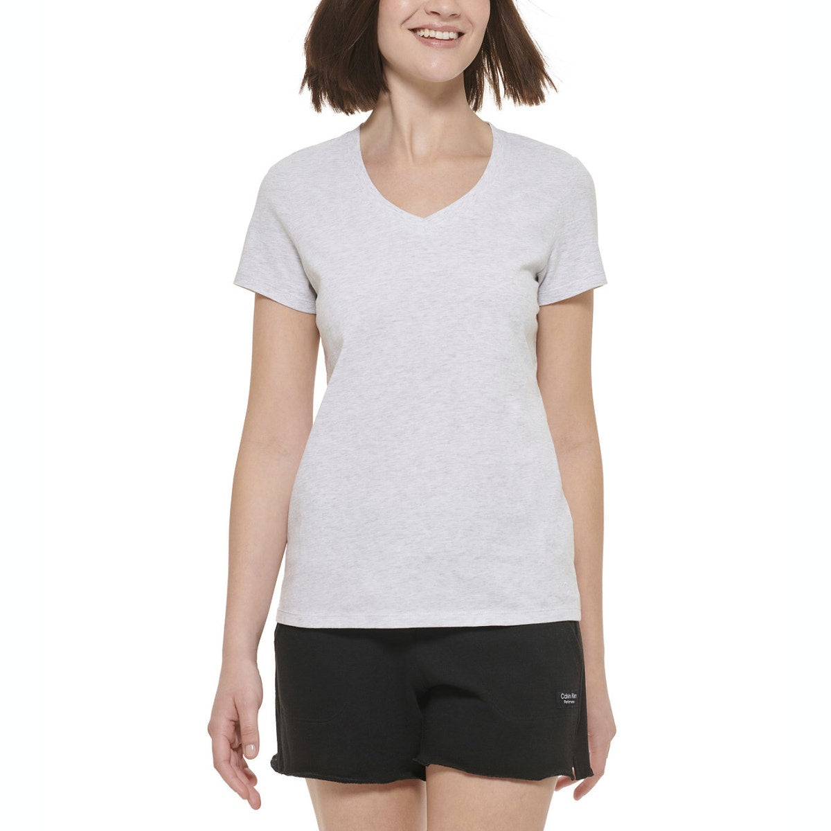 Calvin Klein Performance Women's Light Gray V-Neck Tee Shirt
