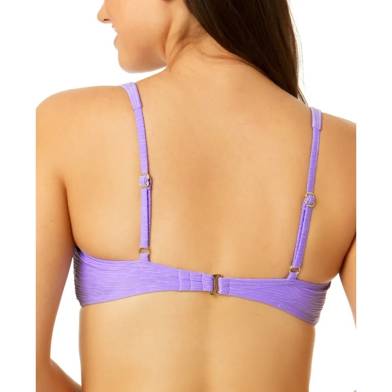 Salt + Cove Juniors' Knotted-Front Textured Bralette Bikini Top in Purple