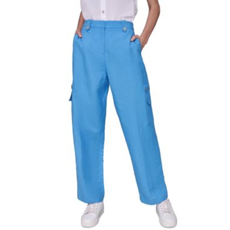 KARL LAGERFELD PARIS Women's Straight-Leg Cargo Pants in Azure Blue