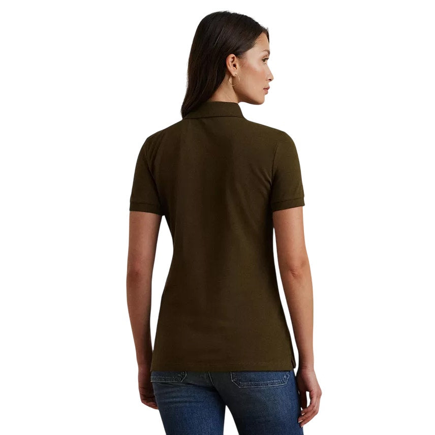 Lauren Ralph Lauren Women's Patchwork Pique Polo Top in Botanic Green, Size PS
