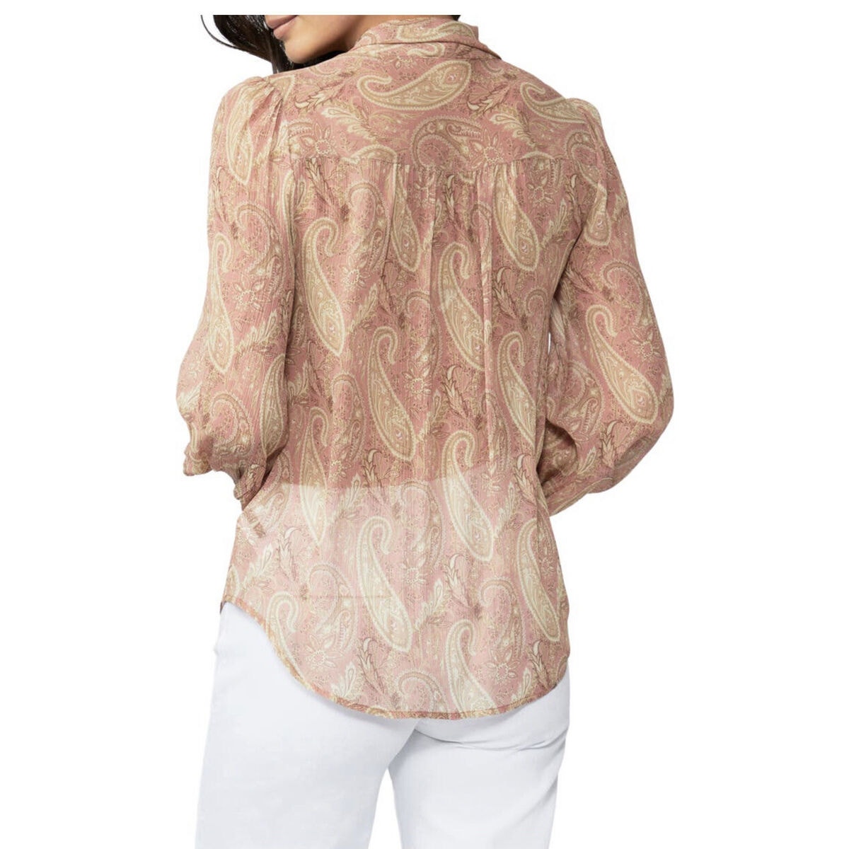 PAIGE Women's Cleobelle Paisley Silk Blouse in Pink Cream