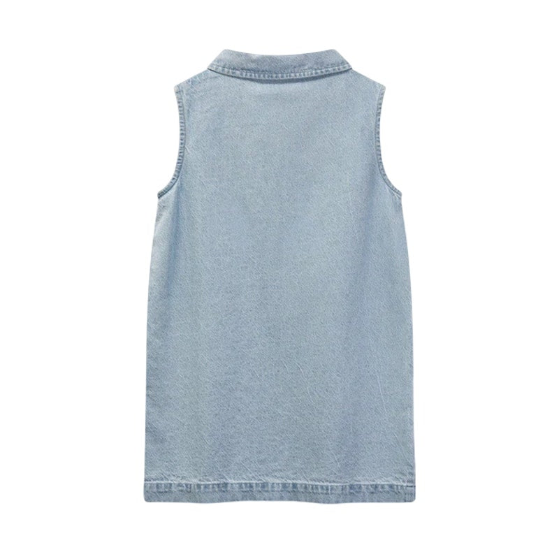 Wynken Co. Girls Chambray Denim Sleeveless Dress, Size 10Y