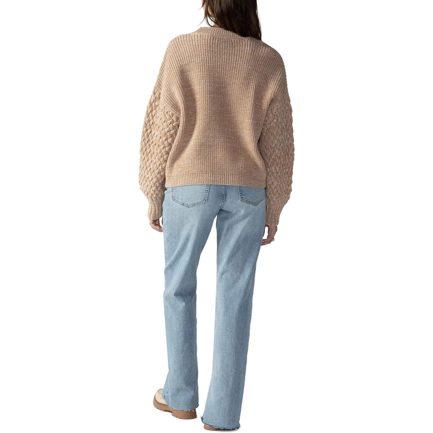 Sanctuary Cable Stitch Sleeve Sweater Toasted Oats, Size XL