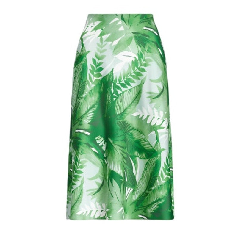 Lauren Ralph Lauren Women's Palm Frond Print Midi Skirt in Charm Green, Size 4