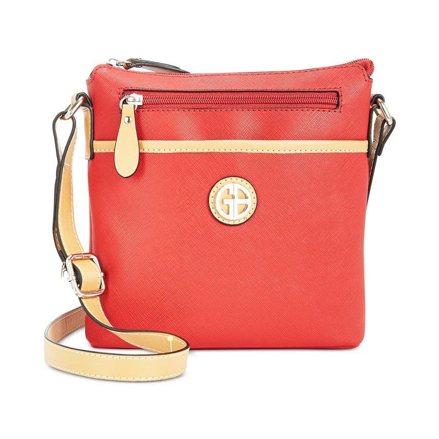 GIANI BERNINI Saffiano North South Crossbody in Orange Tan