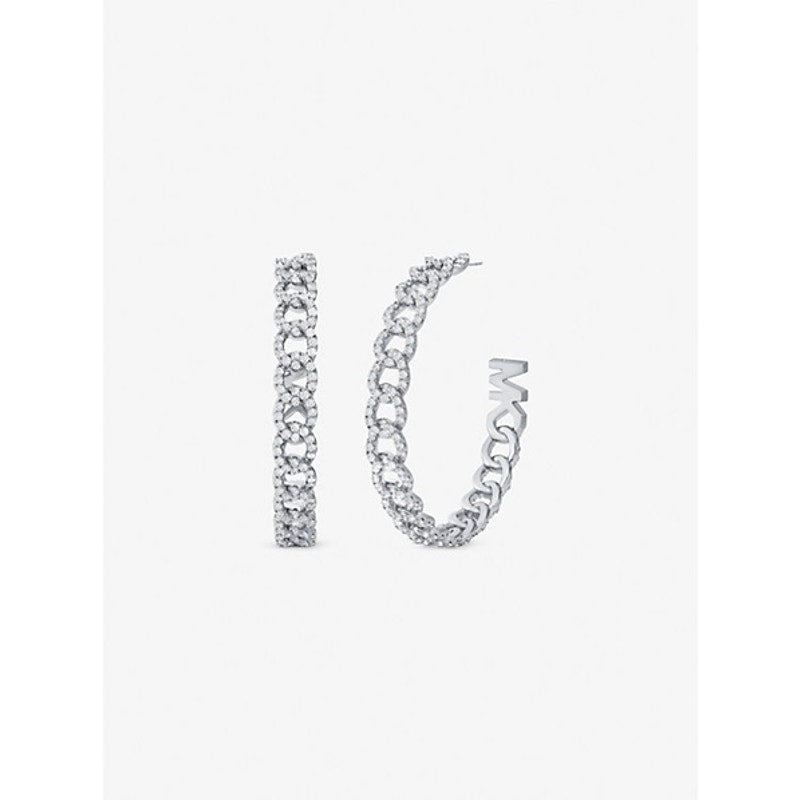 Michael Kors Precious Metal-Plated Brass Pavé Curb Link Hoop Earrings