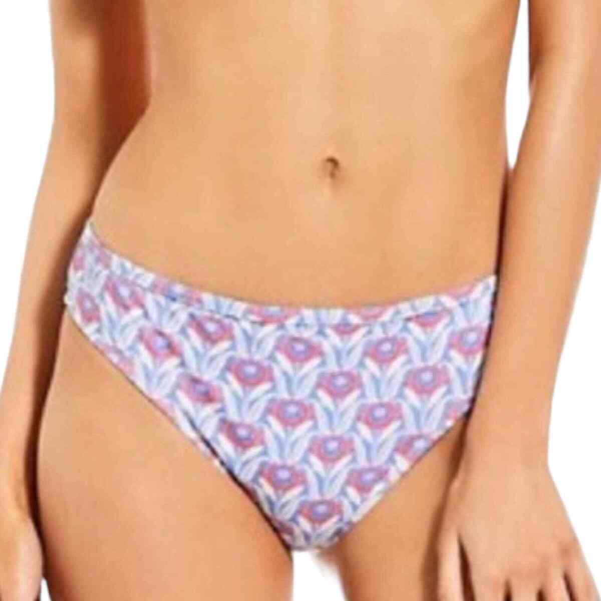 ANTONIO MELANI Women's Blue, White, & Coral Retro Print Bikini, Size 10