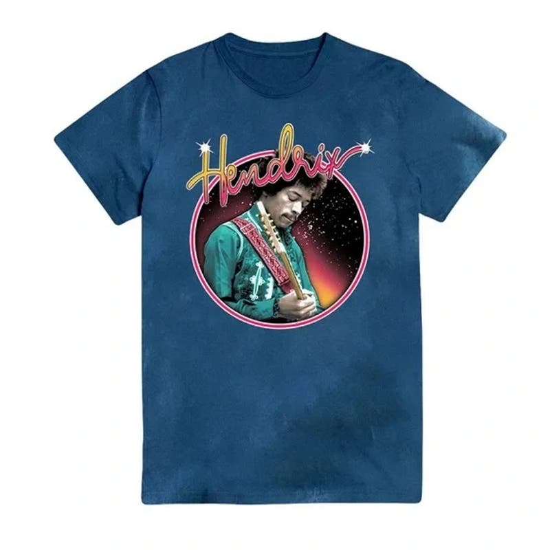 Philcos Men's Jimi Hendrix Washed T-Shirt In Metro Blue