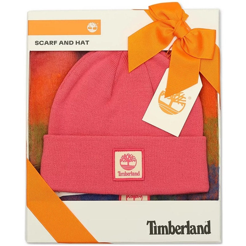 Timberland Logo Detail Multi-Check Scarf & Beanie Boxed Set