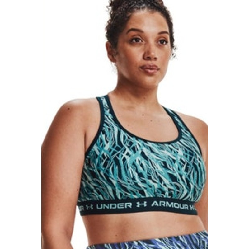 Under Armour Navy Blue & Teal Patterned Sports Bra, Crossback