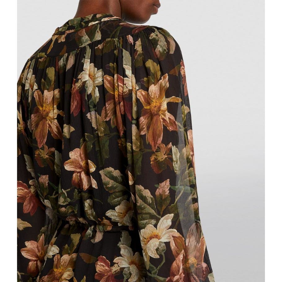 PAIGE Elynne Pure Silk Tiered Mini Dress Black Tan