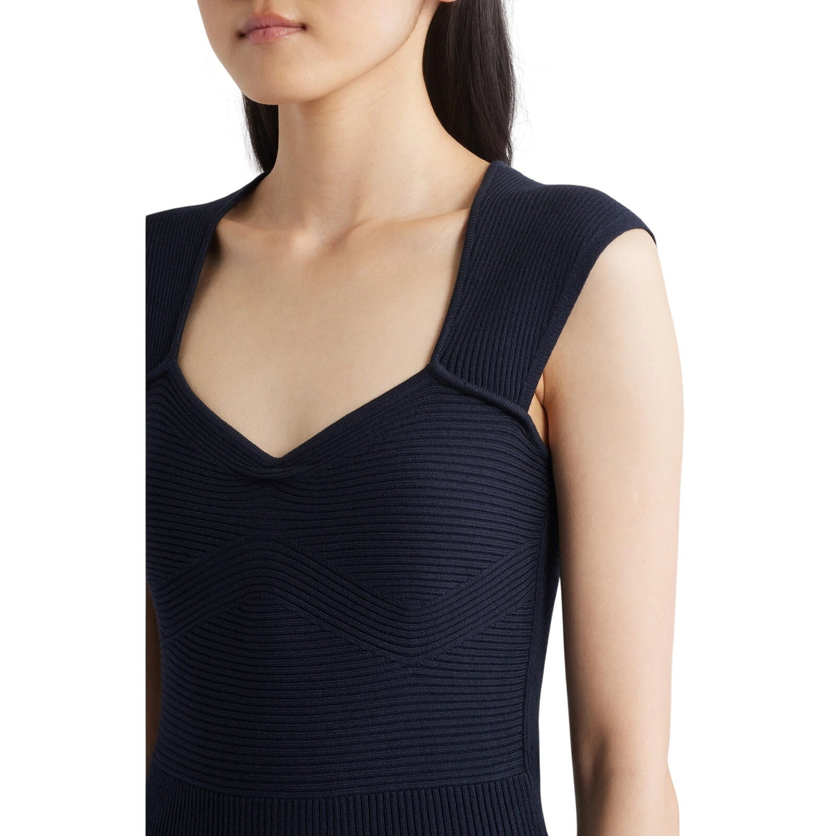 Hugo Boss Orange Forberts Rib Body-Con Dress in Dark Navy Blue