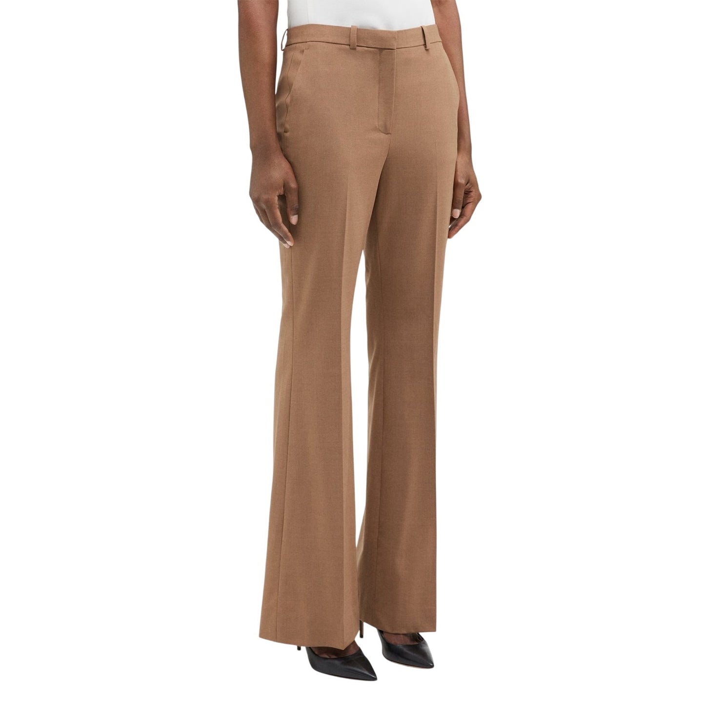 Theory Women's High-Waist Flare Pant in Palomino Stretch Wool, Size 0