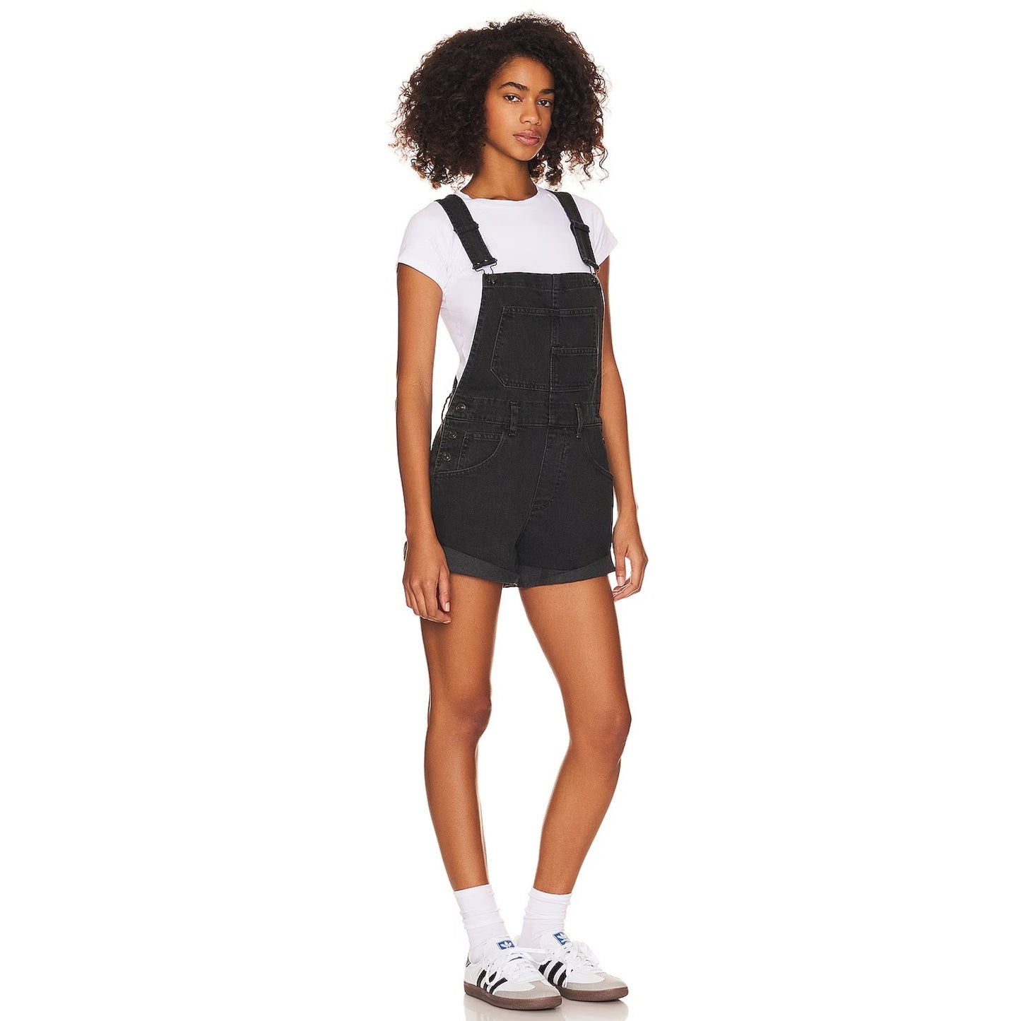 Free People Women's "Ziggy" Shortall Overalls in Mineral Black