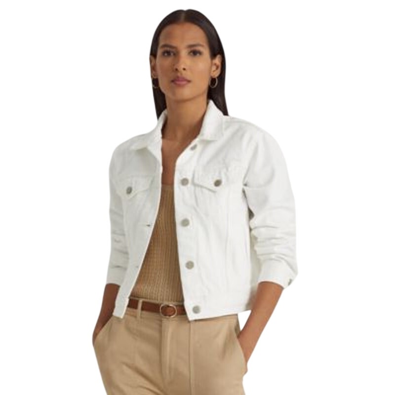 Lauren Ralph Lauren Women's Denim Trucker Jacket in White Wash