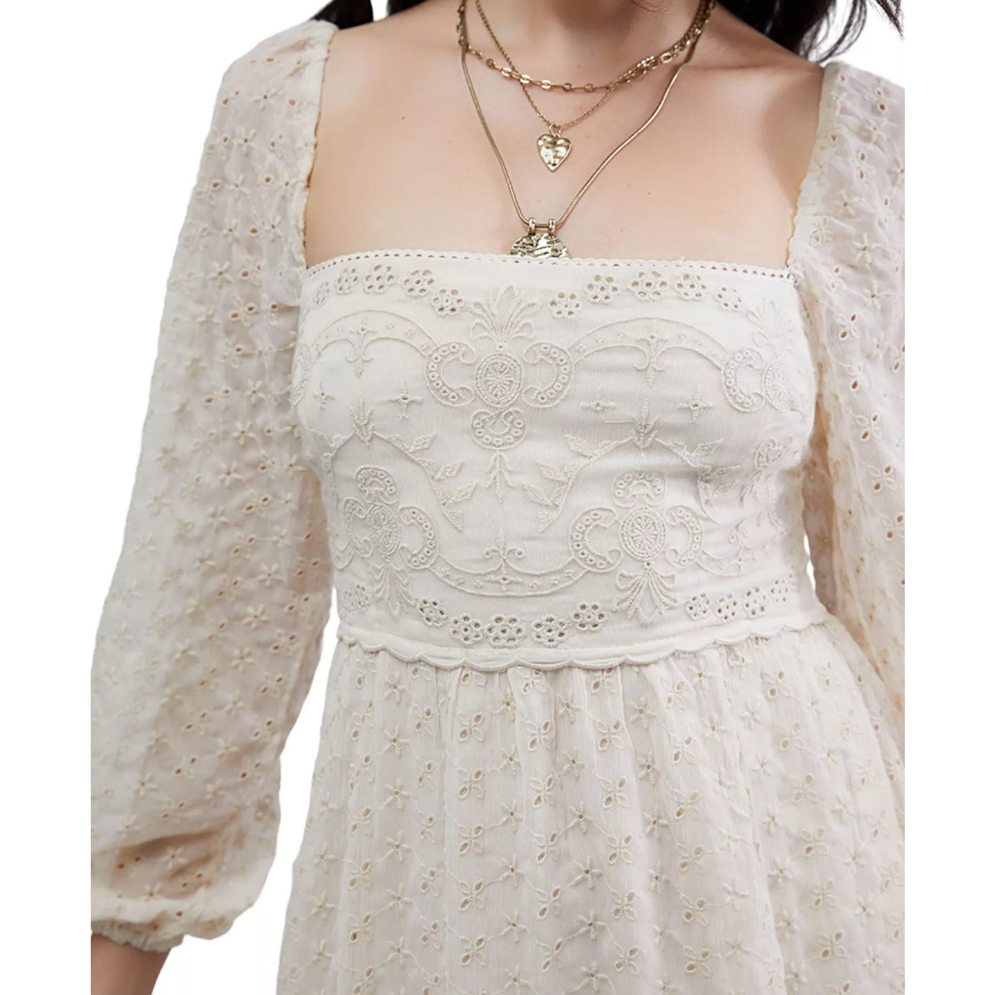 Free People Malina Embroidered Eyelet Maxi Dress in Ivory