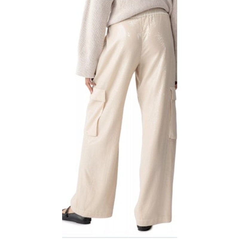 Sanctuary Women's Coastal Sequin Striped Wide Leg Cargo Pants, Size Small