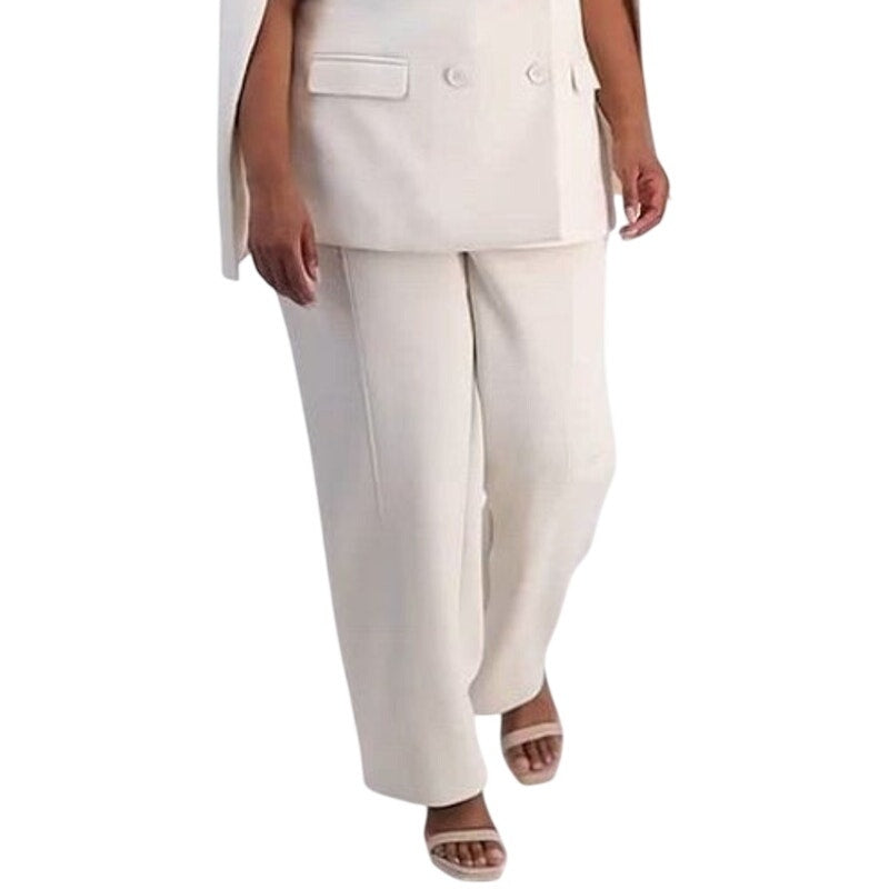 Nina Parker Women's Trendy Plus Scuba Straight-Leg Pants in Winter Oat