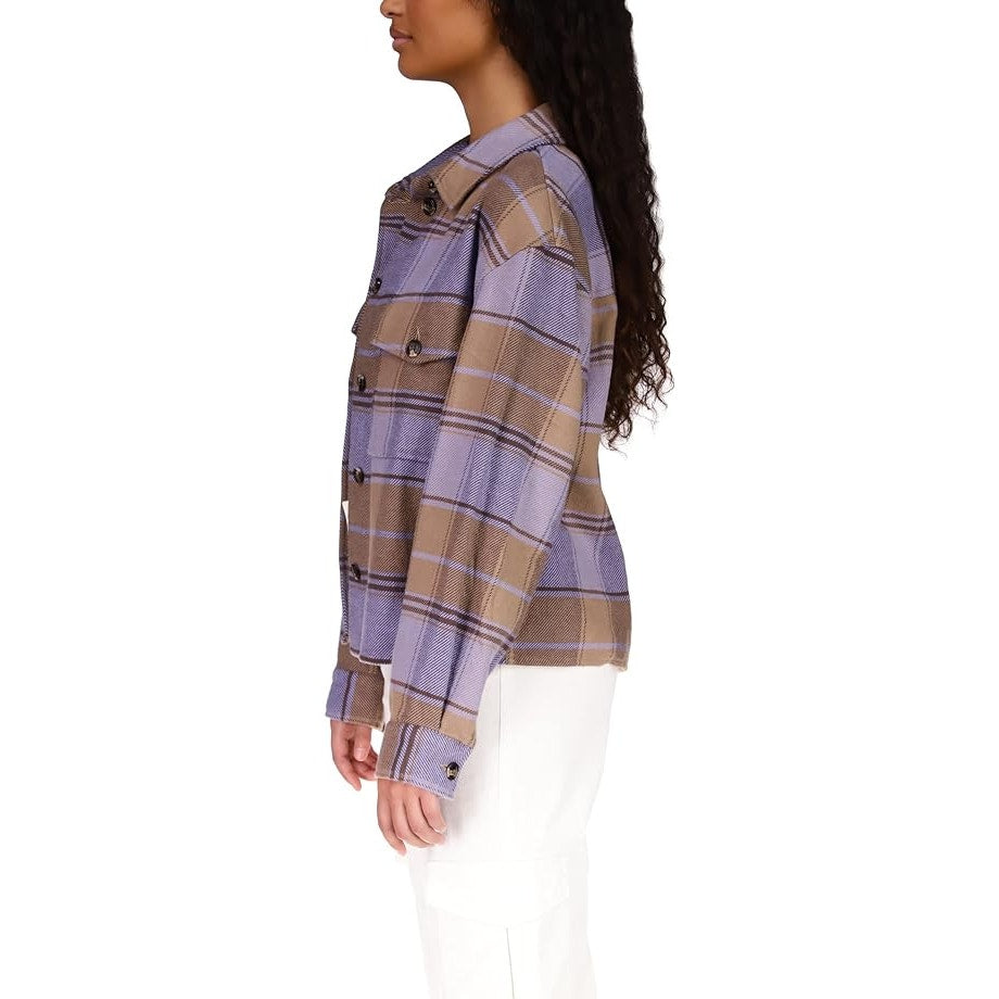 Sanctuary Women's "Startstruck" Shacket in Violet Plaid, Size XXS