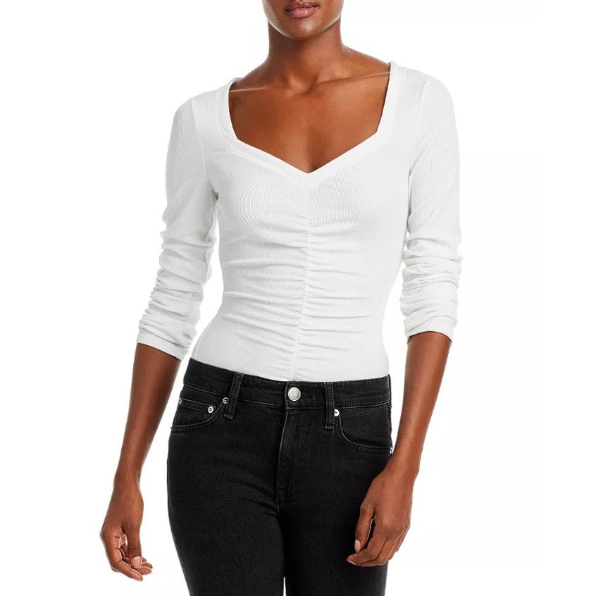 PAIGE Women's Annalisa Long-Sleeve Sweetheart-Neckline Top in Ivory