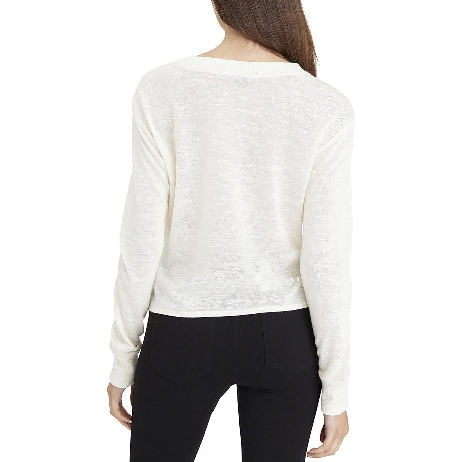 Sanctuary Women's Knotted-Front Long-Sleeve Top White, Size XL