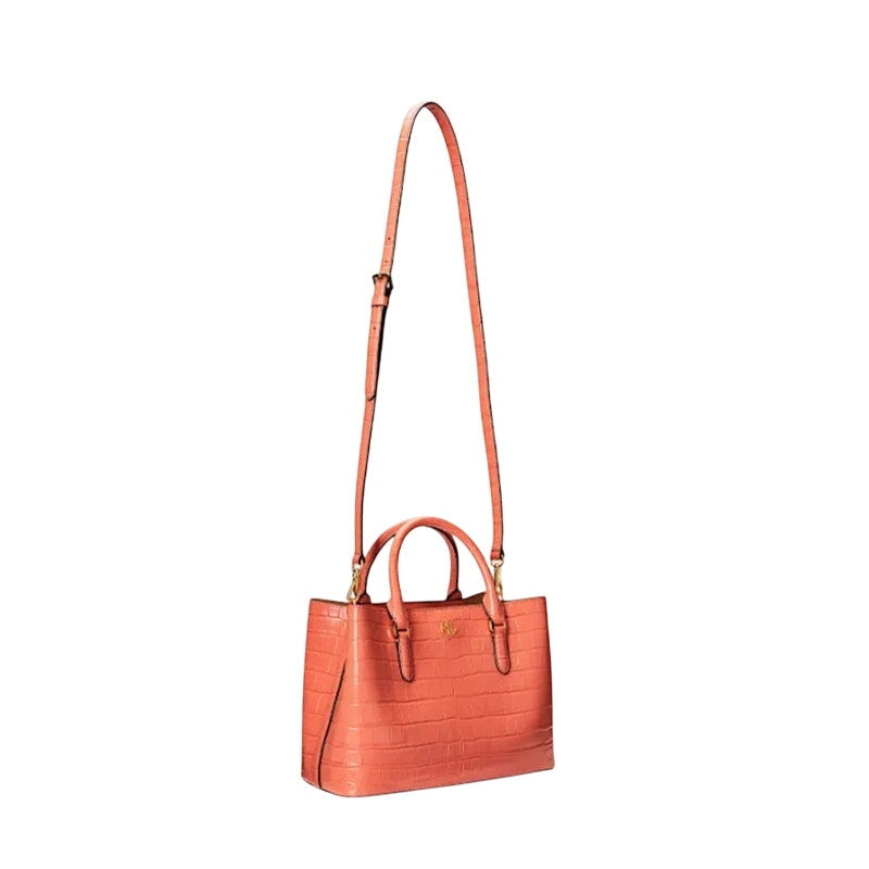 Lauren Ralph Lauren Embossed Leather Medium Marcy Portside Coral