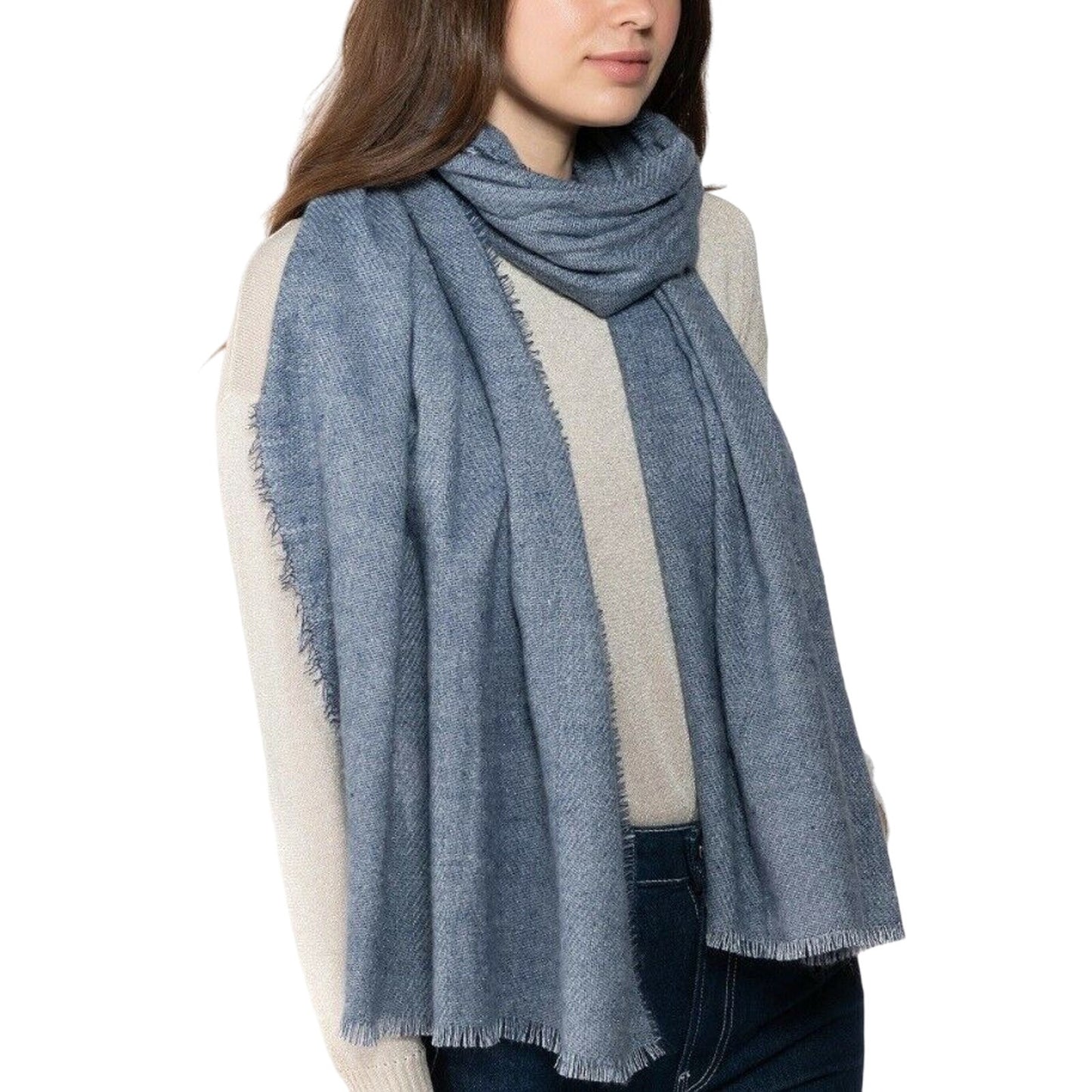 INC International Concepts Two-Tone Textured Shine Wrap Scarf Navy
