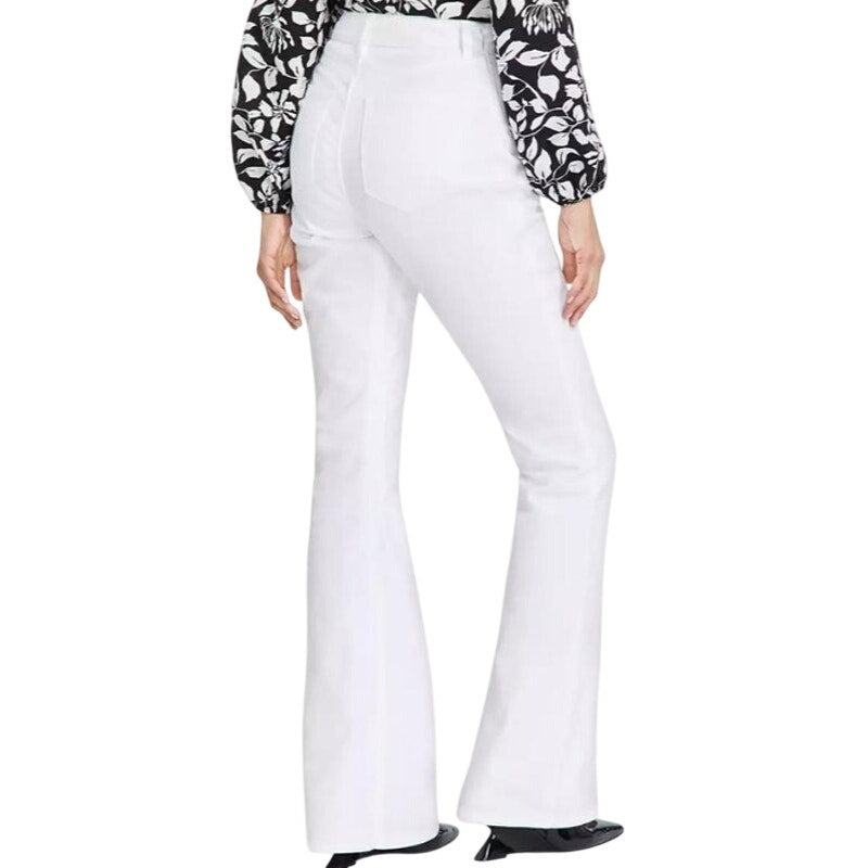INC International Concepts Women's Belted Flared-Leg Jeans in White