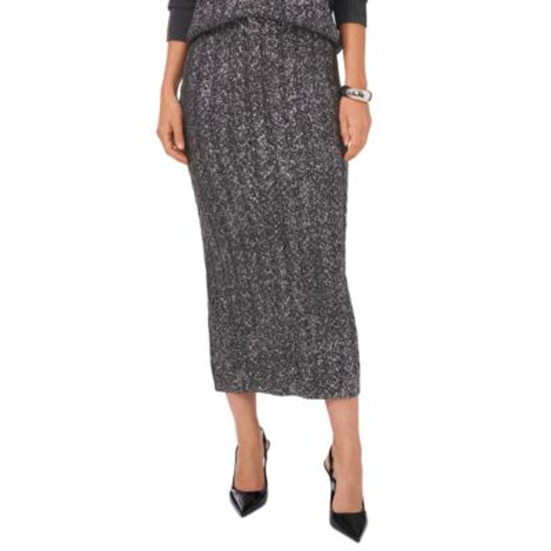 Vince Camuto Women's Metallic-Threaded Cableknit Skirt in Heather Grey
