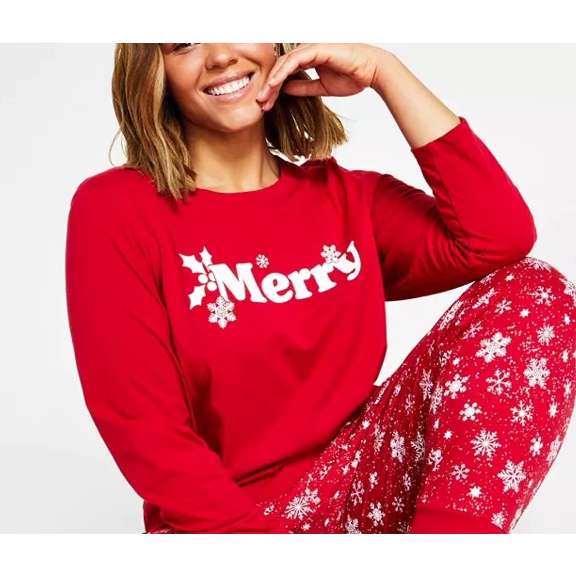 FAMILY PAJAMAS Matching Women's Merry Snowflake Pajama Top