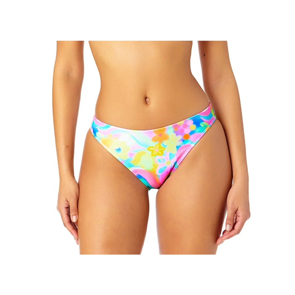 Juniors' Swirl-Print High-Leg Bikini Bottoms
