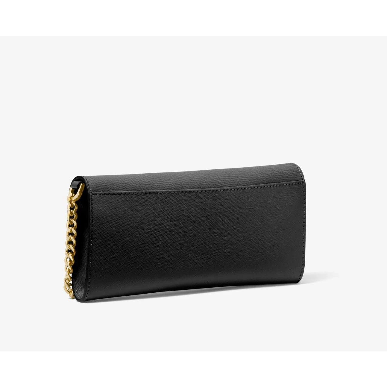 Michael Kors Jet Set Medium Saffiano Leather Convertible Wallet Chain Bag, Black
