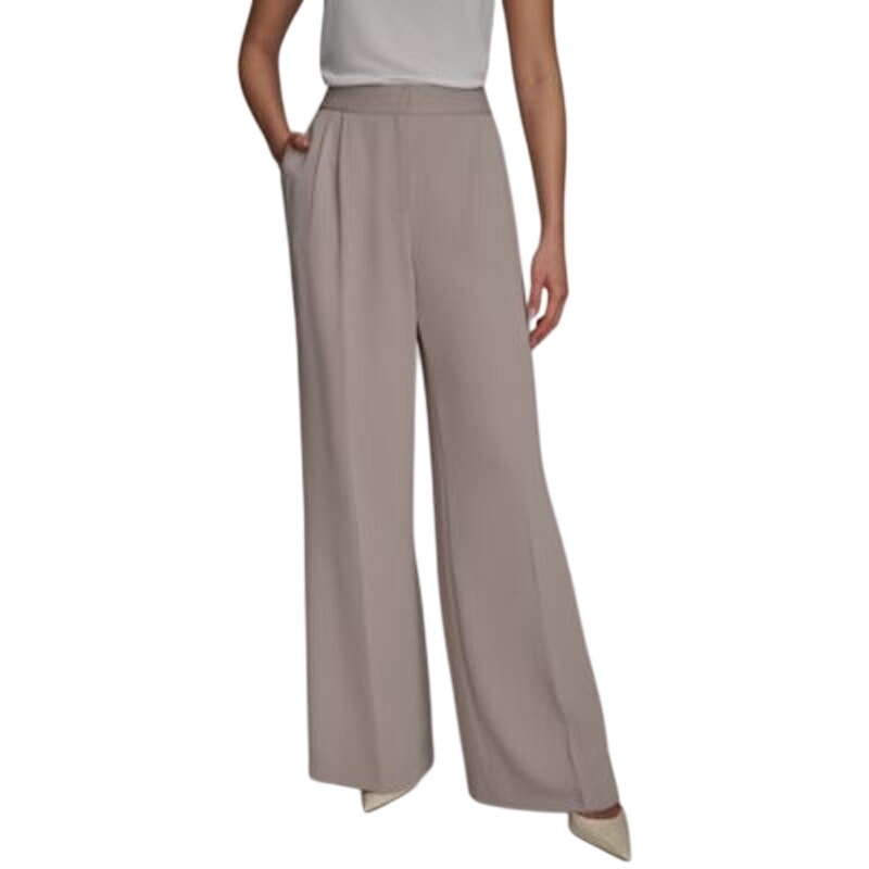 Donna Karan New York Women's Pinstripe Wide-Leg Pants in Cobblestone Cream