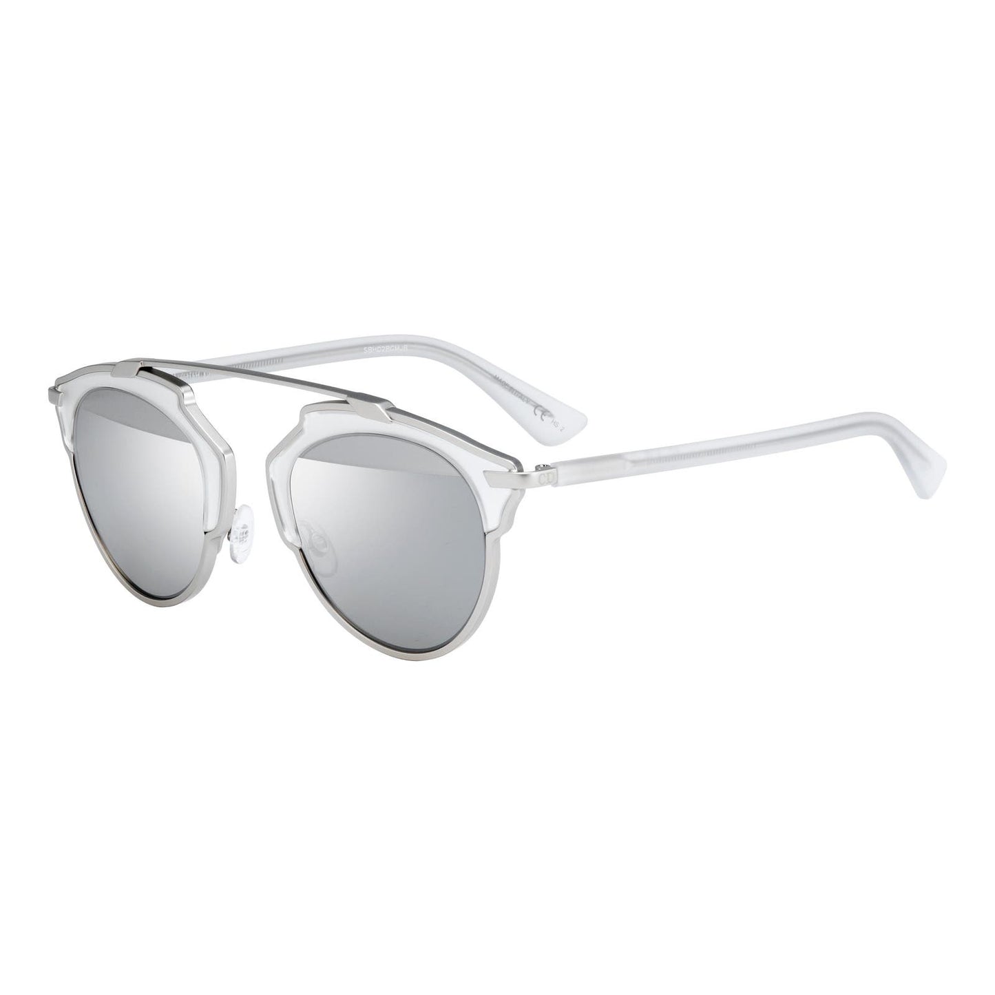 Dior Silver Sunglasses w/ Reflective Lenses & Frosted Frames, “So Real”