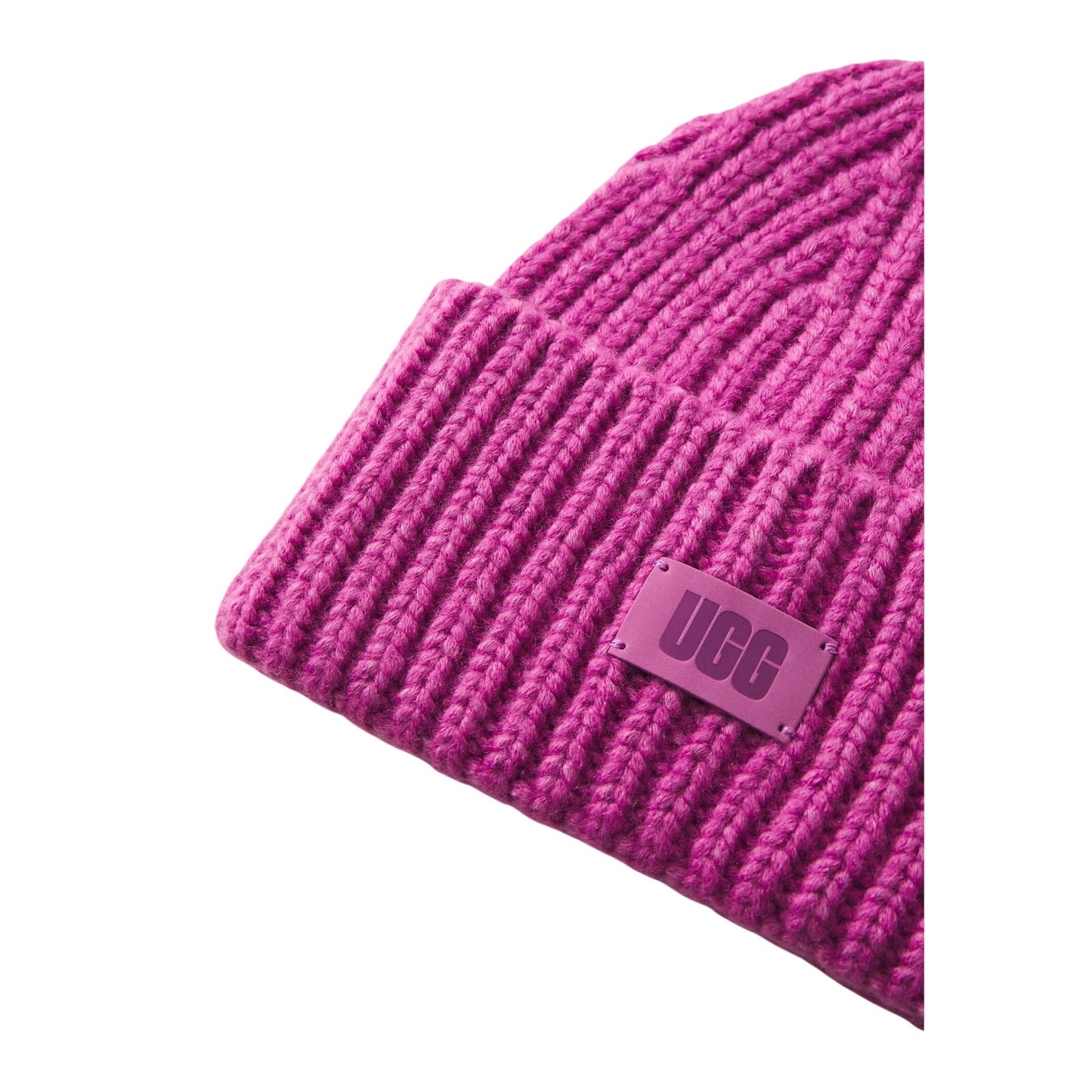 UGG Women's Chunky Rib-Knit Logo Patch Beanie in Purple Mauve, OS