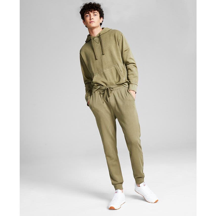 AND NOW THIS Men's Soft Knit Fleece Jogger Pants Olive