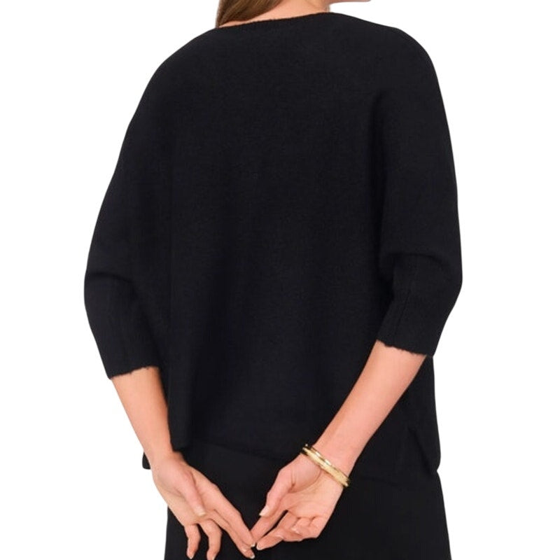 Vince Camuto Women's V-Neck Dolman Sleeve Sweater in Rich Black, Size Small