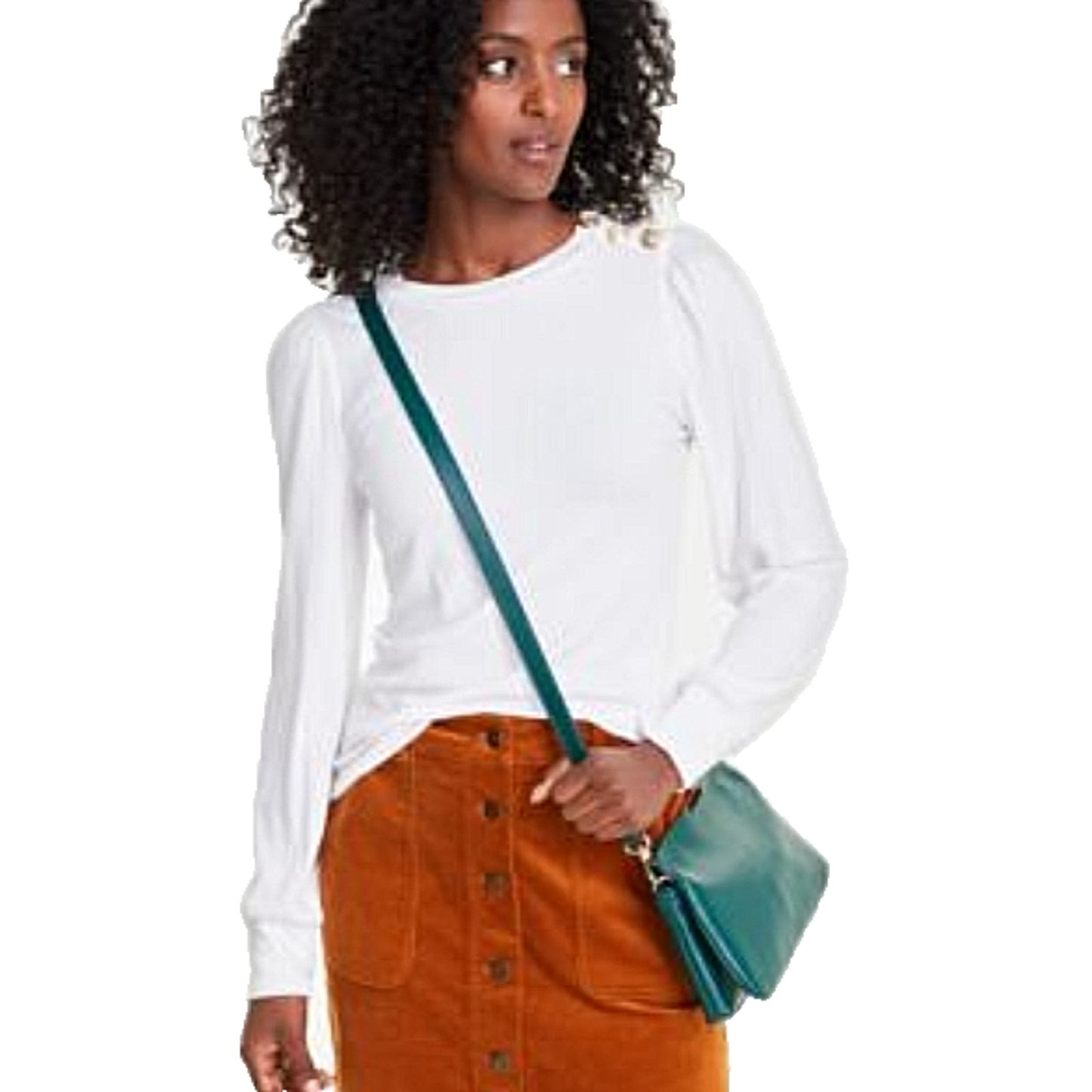 On 34th Women's Long-Sleeve Button-Shoulder Top in Bright White
