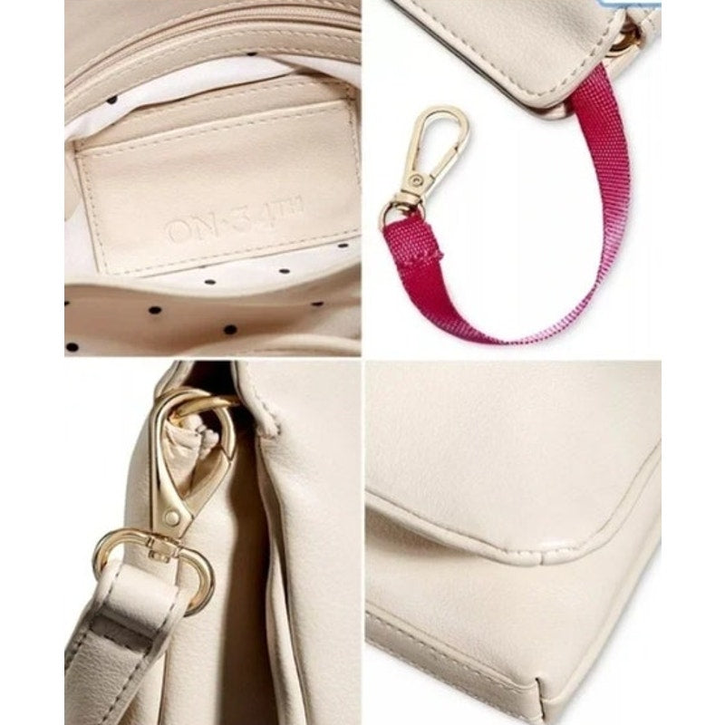 On 34th Women's "Redelle" Small Faux Leather Crossbody Bag in Travertine Cream
