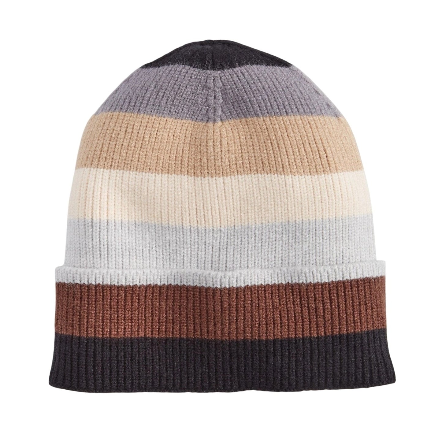 On 34th Women's Colorblocked Cuffed Beanie in Neutral Stripes