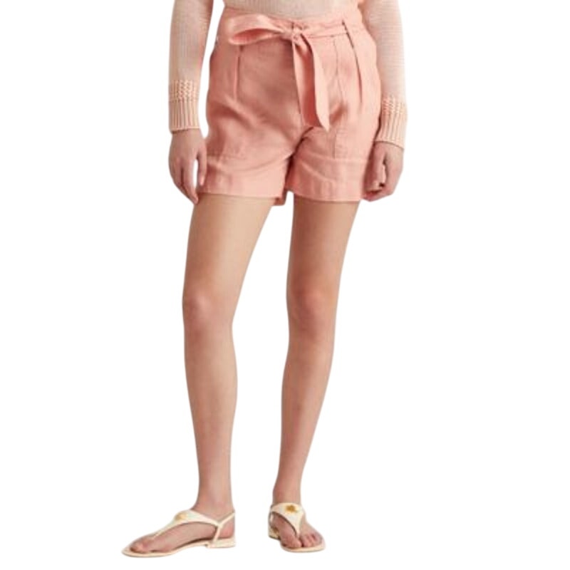 Lauren Ralph Lauren Women's Pink Rose Tan Belted Linen Shorts, Size 12