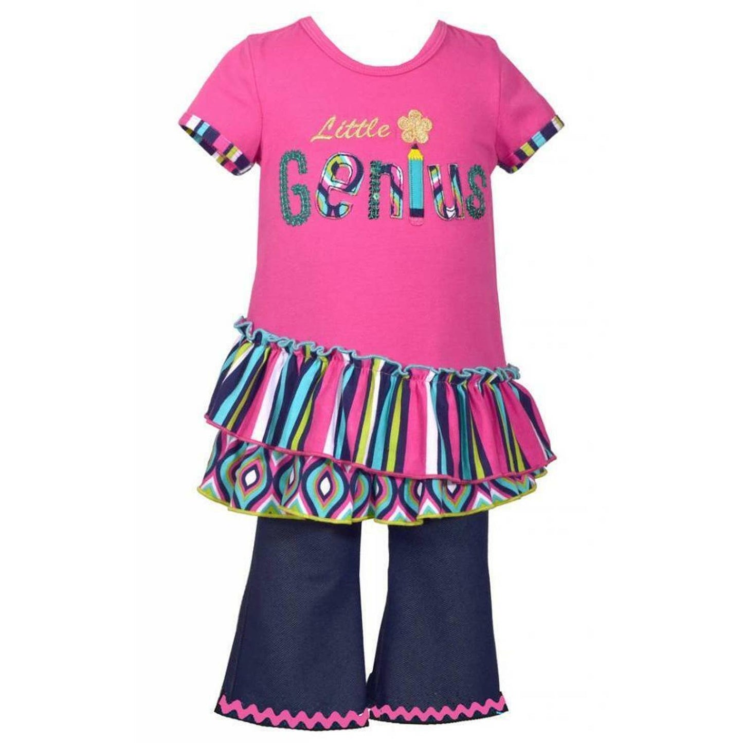 BONNIE JEAN Girls Trimmed Legging Set With Little Genius Pink Tee