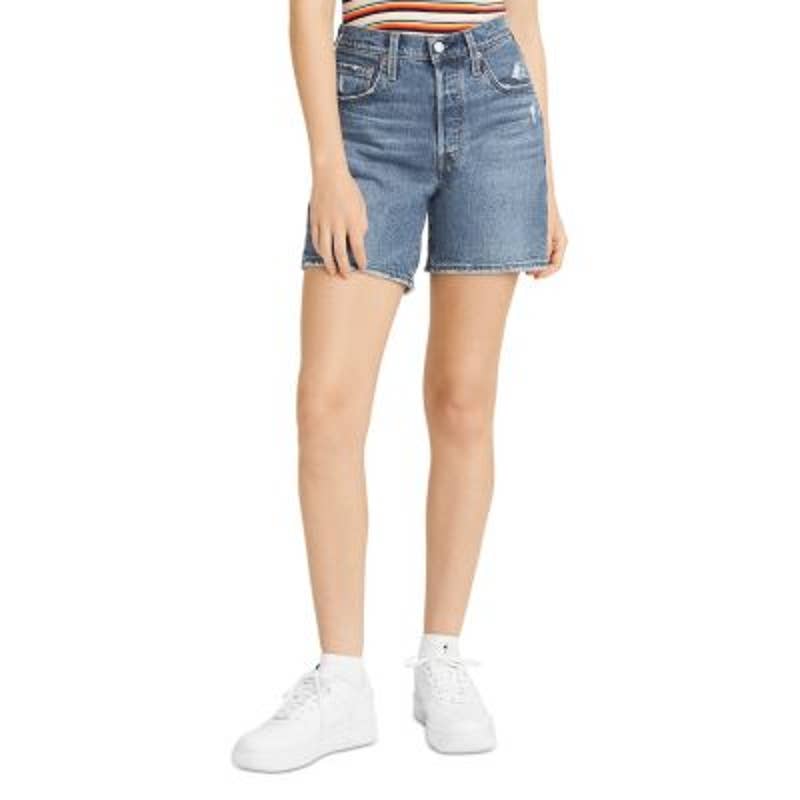 Levi's Ladies Medium Wash 501 Mid-Thigh Jean Shorts