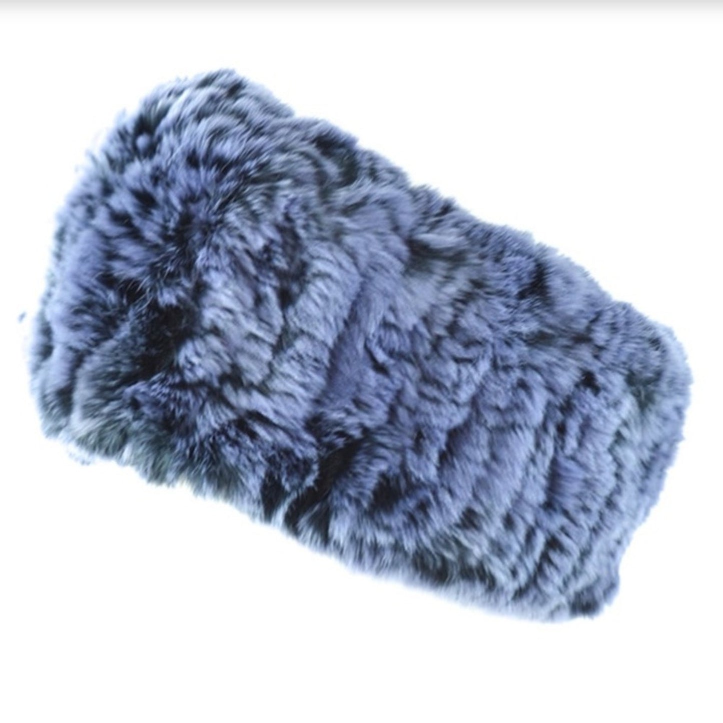 Surell “Blueberry” Headband Scarf, Rabbit Fur