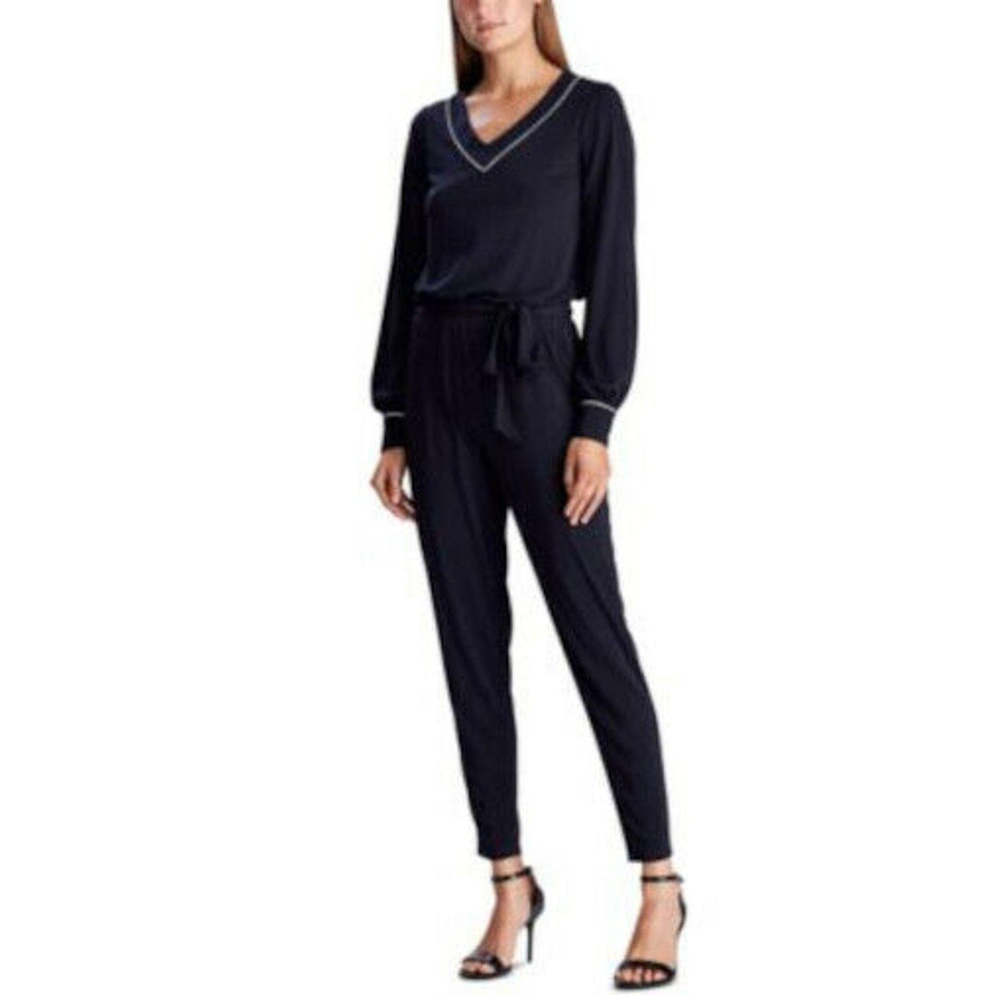 Ralph Lauren Navy Blue “Camden” Jumpsuit, V-Neck, White Trim, Size Medium