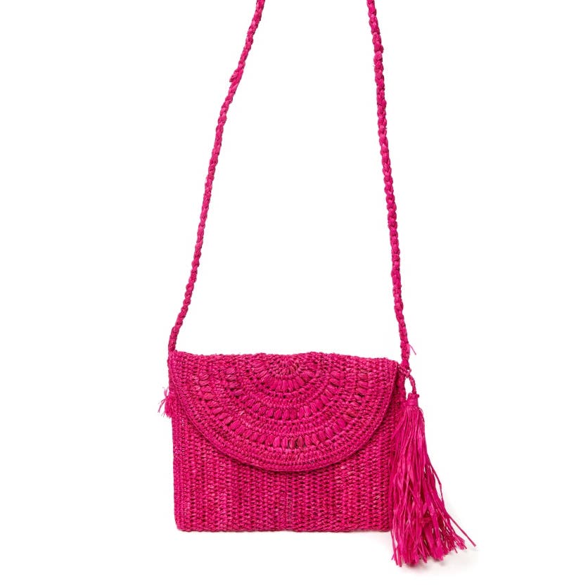 MAR Y SOL NAOMI CROSSBODY BAG HOT PINK STRAW