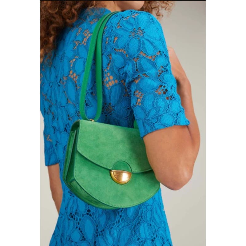 PROENZA SCHOULER Suede Mini Rounded Dia Bag in Bottle Green