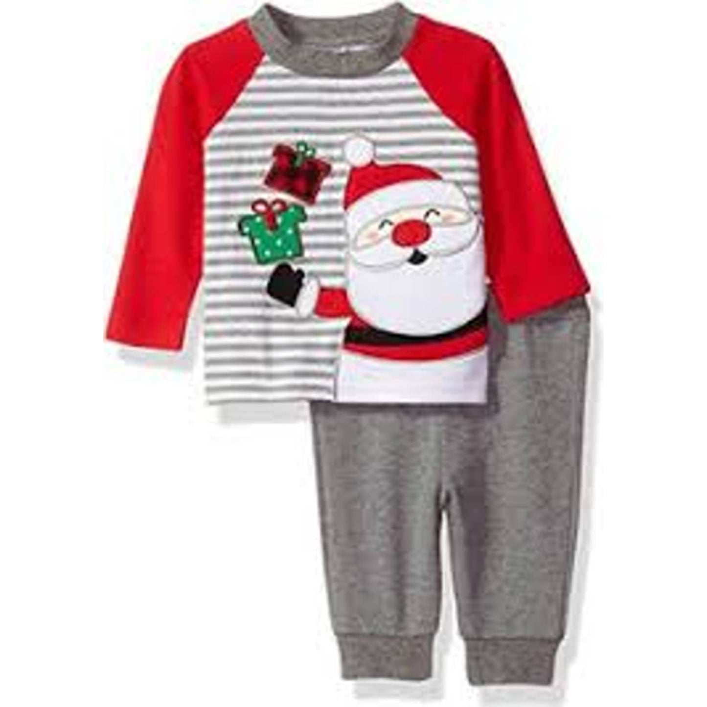 BABY ESSENTIALS 6 Mo Infant Boys Santa CHRISTMAS Grey/Red Outfit