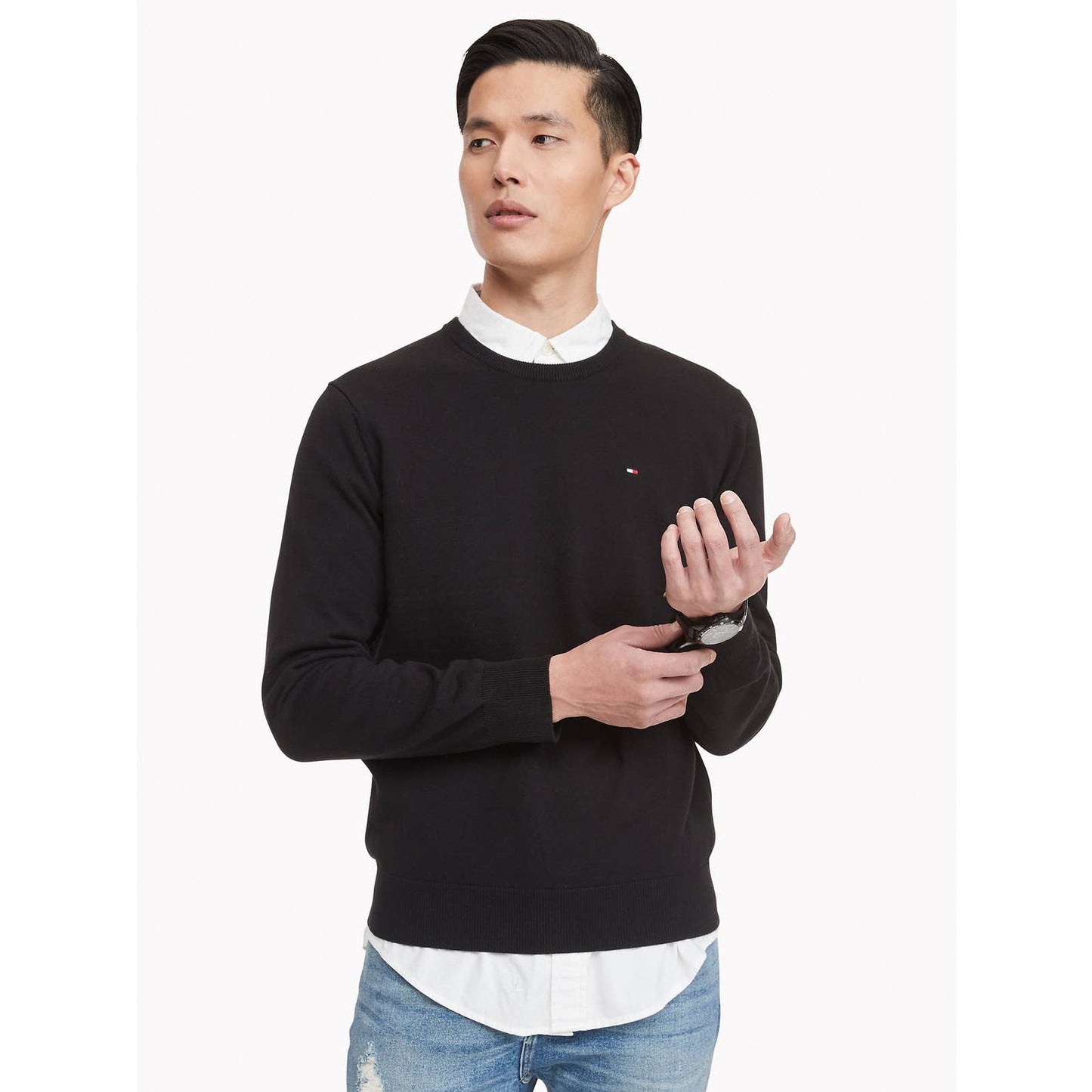 Tommy Hilfiger Men's Solid Black Knit Crewneck Sweater