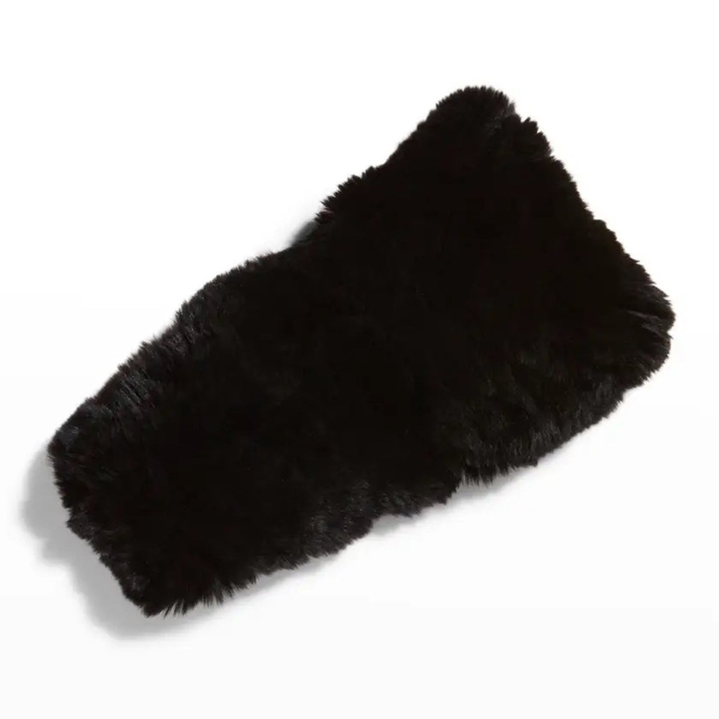 Surell Black Headband Scarf, Rabbit Fur